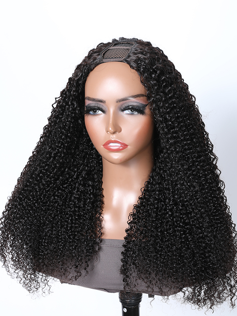 [22"=$119] Kinky Curly 0 Skill Needed Natural Scalp Wig U Part Wig No Gel NO Leave Out