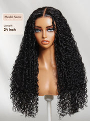 Bye-Bye Knots? 7x5 Lace Black Defined Coils 3C-4A Blend Curly Wig with Invisi Drawstring