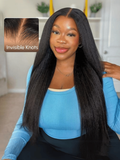 Petaluxe Bye Bye Knots Wig 7x5 & 13x4 Pre-Everything Glueless Lace Black Kinky Straight & Yaki Straight Wig With Bleached Knots-8677