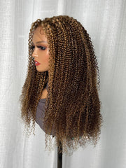 Honey Blonde Sun Kissed Highlights 13x4 Transparent Lace Front Kinky Curly Wig 150% Density