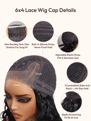 Bye-Bye Slip? 6X4 Minimalist Lace "C" Side Part Loose Wavy Bob 220% High Density Wig