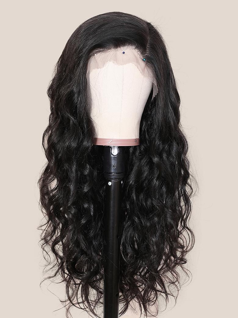 13x4 Deep Side Lace Frontal Body Wave Black Wig Versatile Parting