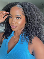 Afro Curly V Part Wig Human Hair No Leave Out