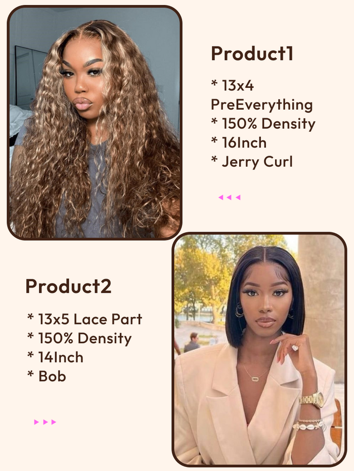 Petaluxe 2 Wigs $169 for 16" Honey Blonde 13x4 PreEverything Lace Front Curly Wig and 14" 13x5 Middle Lace Part Bob Wig
