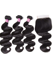 Body Wave 5x5 Lace Closure with 3 Bundles Human Hair
