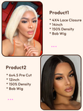 Petaluxe 2 Wigs $140 for 14" Blonde Color Lace Closure Bob Wig and 12" Pre Cut 6x4.5 Lace Bob Wig
