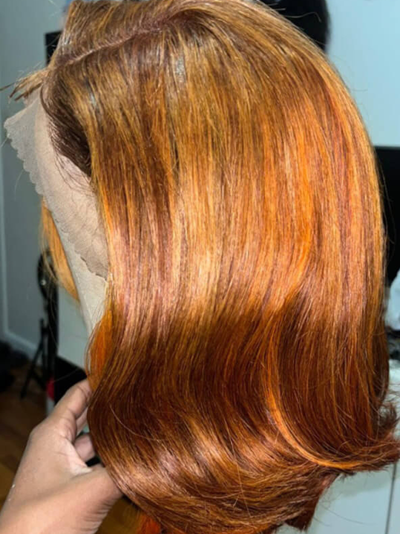 Pumpkin Spice 13x4 Lace Front Flip Bob Wig Side Part