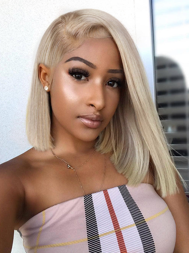 Bye-Bye Knots Wig 7x5 Lace Blonde with Brown Root Straight Bob Wig 150% Density