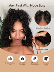 [BOGO For All] V Part & 7x5 Transparent Lace Glueless Body Wave Wig
