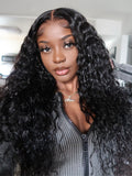 Petaluxe 18''-22'' Invisi Drawstring Bye-Bye Knots 7x5 Lace Stunning Black Natural Wavy Wig 150% Destiny