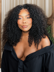 Beginner Friendly V Part Kinky Curl Wig Upgrade U Part Human Hair Wig