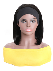 Headband Wigs Short Bob Human Hair Wig for Women Easy Wear Half Wig with Free Headbands