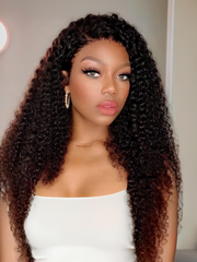 Jerry Curly Hair 4 Bundles with Upgrade T Part Closure Middle Part Virgin Hair for Women