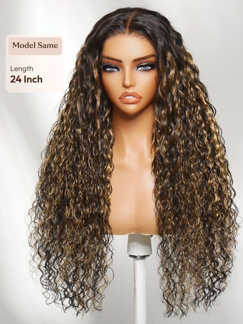 7x5 Bye Bye Slip? Lace Golden Blonde Balayage Highlights Water Wave Glueless Wig