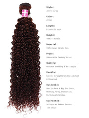 Mahogany Red Brown Jerry Curl 3Pcs 100% Remy Human Hair Bundles