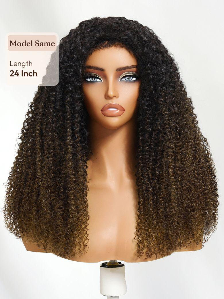 Blend & Secure Half Wig Kinky Curly Glueless Wig for Beginners