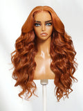 Petaluxe 13x4 Pre-Everything? Lace Frontal Burnt Orange Ombre Body Wave Ginger Color Drawstring Glueless Wig