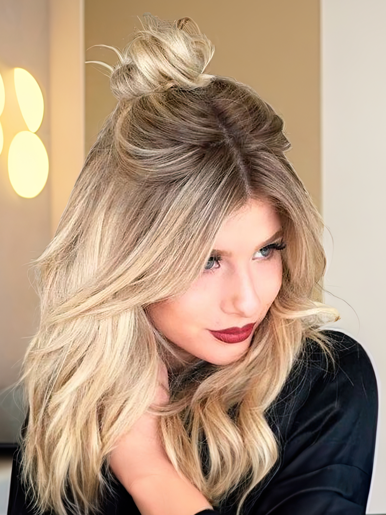 Shadow Root Platinum Blonde Ombre Wavy Wig