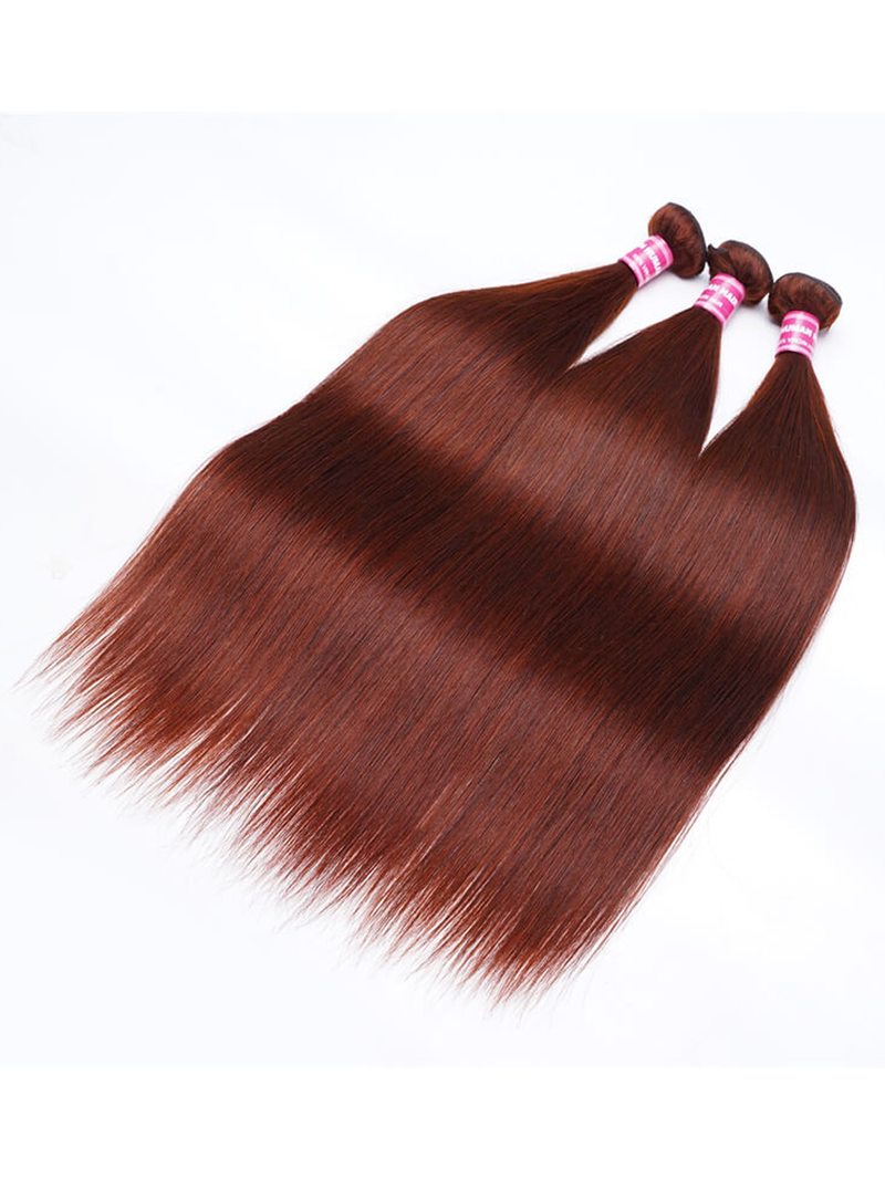 Mahogany Auburn Brown 3Pcs 100% Remy Human Straight Hair Bundles