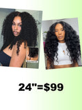 Petaluxe 13x4 Finger Coil Wig & Beginner Friendly Kinky Straight V Part 200% Density Glueless Natural Black Wig