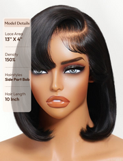 13x4 Pre-Everything? Lace Frontal Natural Black Retro Bob Wig With Invisi Drawstring