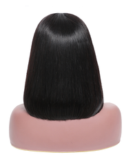 Hair Short Straight Transparent Lace Frontal Bob Wig With Baby Hairs Along The Hairline 100% Human Hair Without Bangs