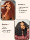 Petaluxe 2 Wigs $175 for 22" 13x4 Lace Front Jerry Culry Wig and 26" U Part Kinky Curly Wig