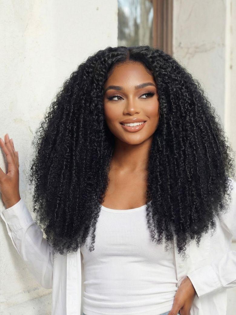 Bye-Bye Knots? 7x5 Lace Middle Part Micro Twist Curly Wig with Finger Coils End for Natural Afro Texture