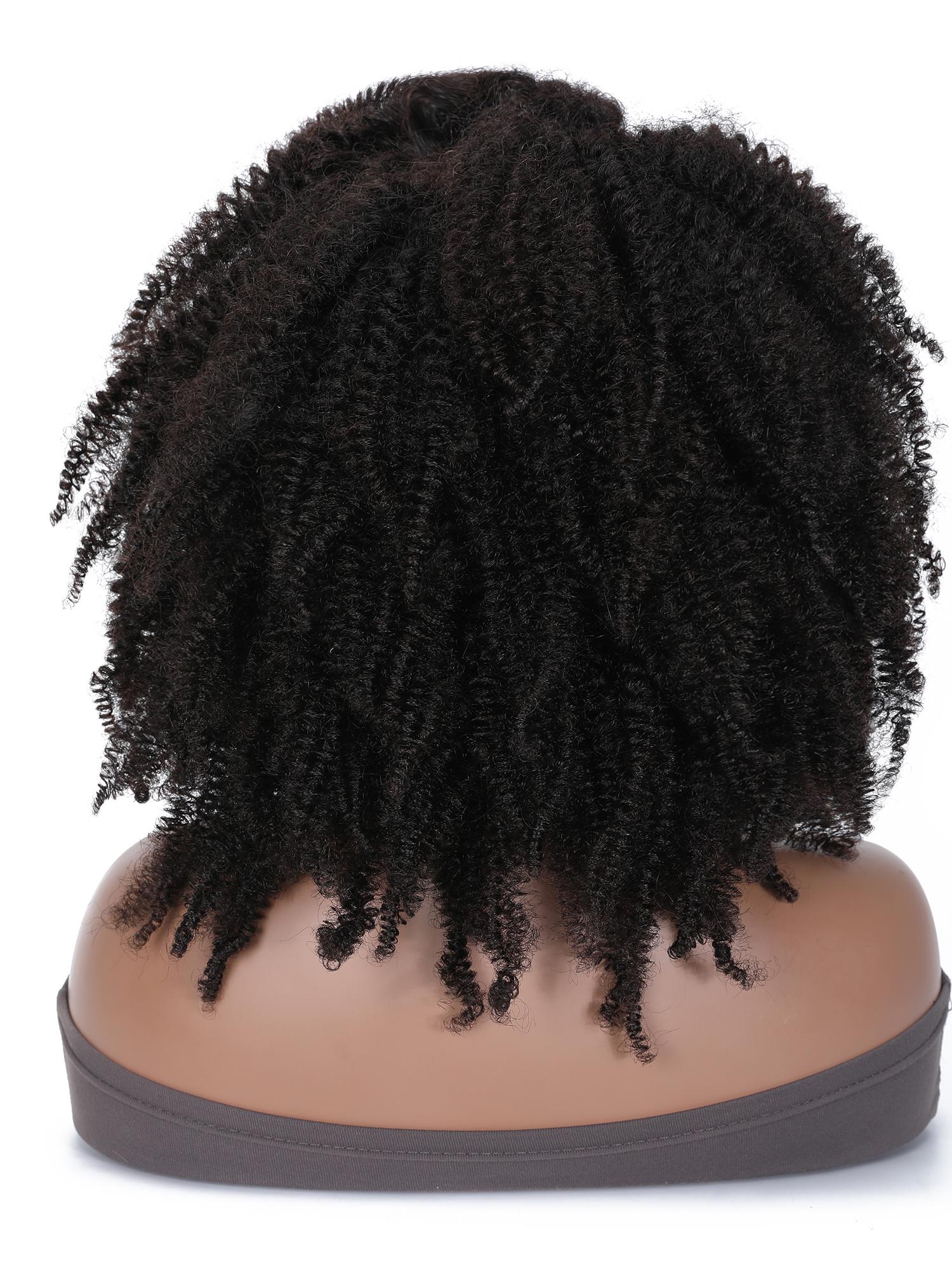 Natural Black Afro Kinky Curly Human Hair Glueless Wig for Sale
