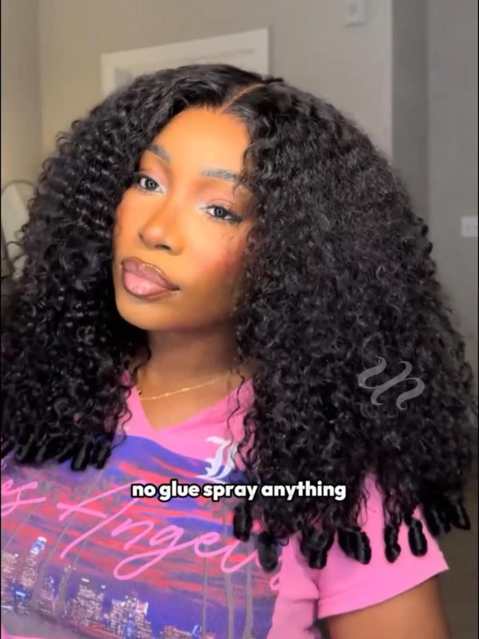 Petaluxe 13x4 Pre-Everything Curly Texture Premium Hair Drawstring Wig With Finger Coil Ends