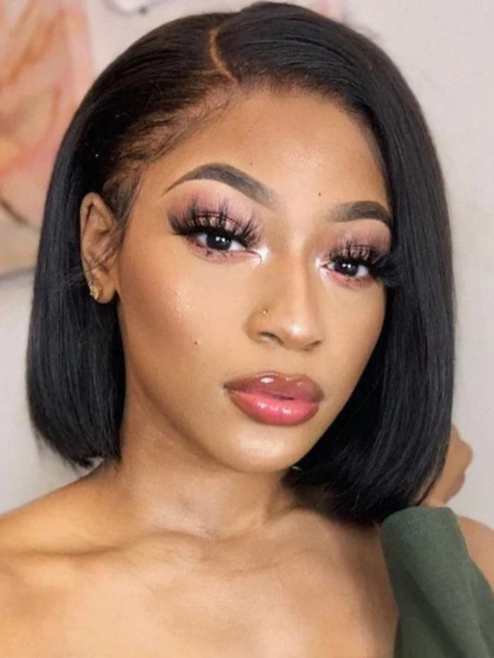Petaluxe Put On And Go 6x4.5 Pre-cut Lace Black Long Bob Glueless Wig