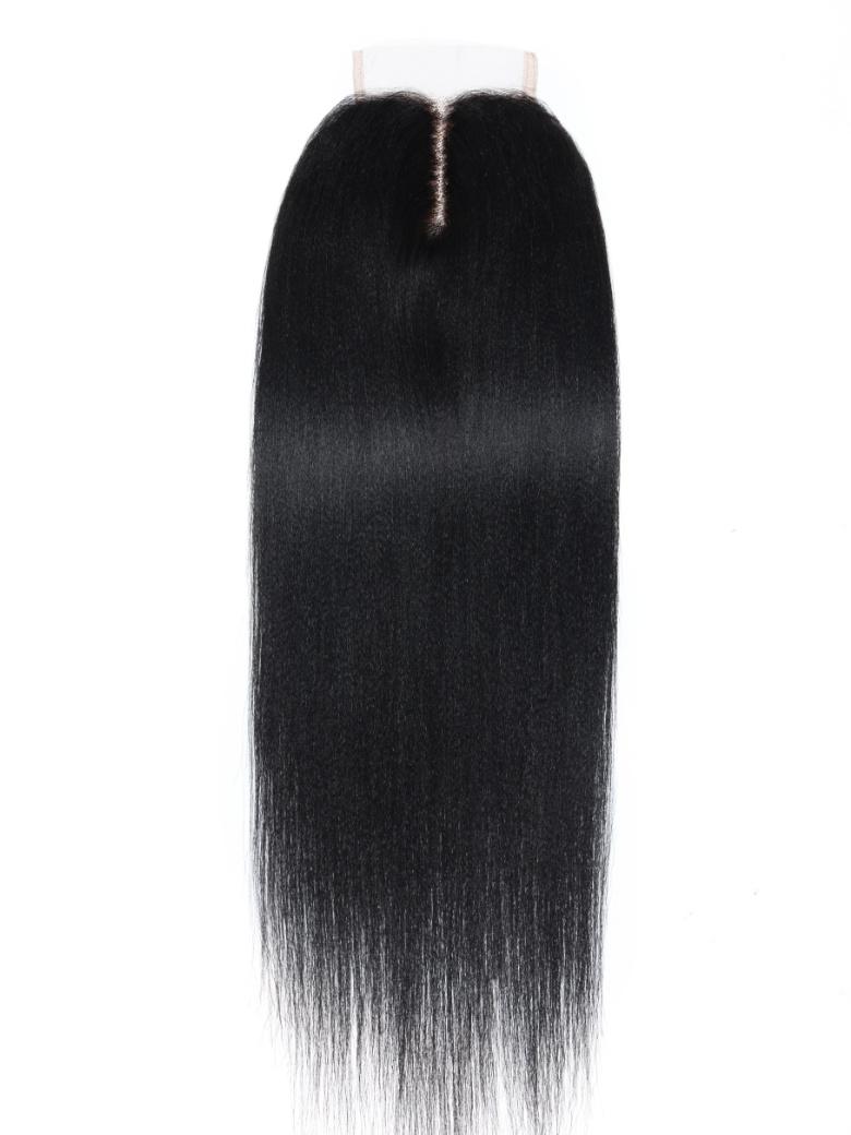 Hair Closure And Bundles 3 Pcs/pack Yaki Virgin Human Hair