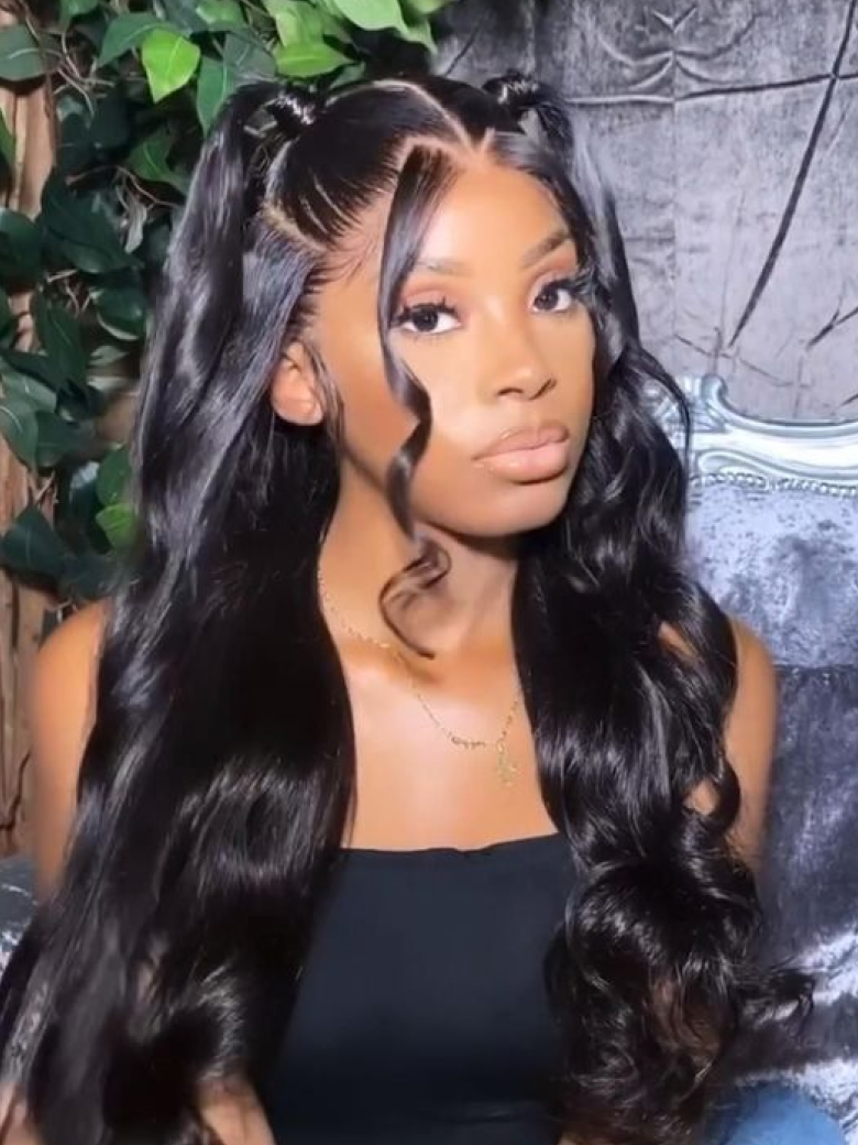 7x5 Glueless Bye-Bye Knots Body Wave Wig Pre Cut Lace Pre Plucked Hairline Put On and Go Wig