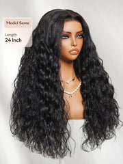 13x4 Pre-Everything? Natural Black Micro Water Wave Wig with Invisi Drawstring