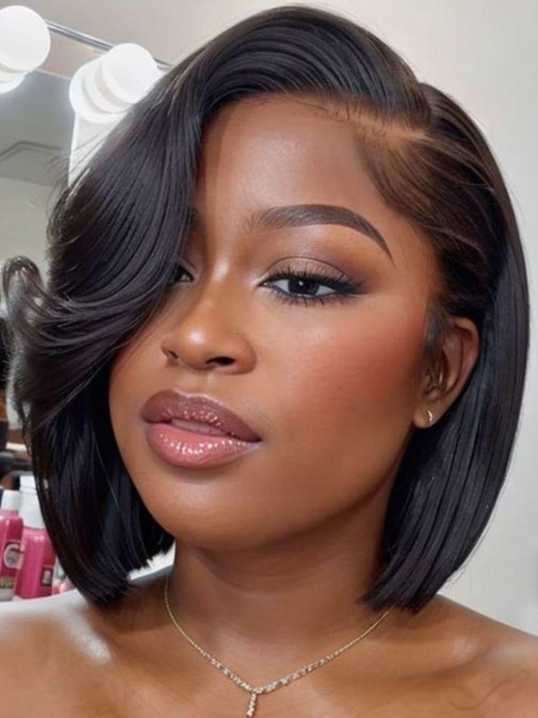 Bye-Bye Knots? 7x5 Lace Side Part Layered Wig With Side-Swept Bangs with Invisible drawstring