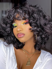 Gorgeous Loose Bouncy Curly Glueless Wig Short Bob Style For Women 10 Inch