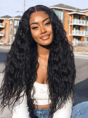 13x4 Pre-Everything? Lace Frontal Black Breezy Wave Wig with Invisi Drawstring