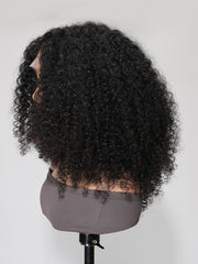13x4 Lace Front Fluffy Kinky Curly Afro Black 16 Inch Shoulder Length Wig