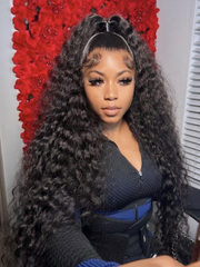 4C Curly Baby Hair 13x4 Kinky Curly Transparent Lace Front Human Hair Wigs Can Be Half Buns