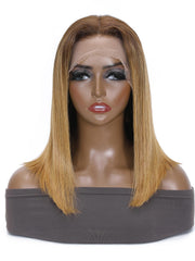 Ombre Brown Layered Lob Lace Front Wig