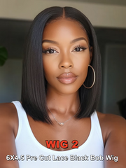 2 Wigs $169 for 7x5 bye bye slip Chestnut Brown Ombre Finger Coil Ends Wig With Drawstring And 12" Bob Wigs