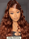 Petaluxe Reddish Brown Put On And Go 4x4  Body Wave Wig Glueless Pre Cut Lace Quick & Easy With Breathable Cap Air Wig