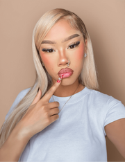 Put On And Go Wig 6x4.5 Glueless Lace Glossy Blonde With Silver Highlight Bob Wig