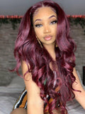 Petaluxe [24"=$79 | With Gift] 13x4 Lace Front Reddish Purple Side Part Body Wave Wig 180% Density