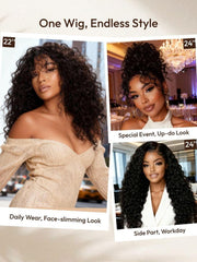 7x5 Bye-Bye Knots? & 13x4 HD Lace Put On And Go Glueless Water Wave Grip Wig With Secure Silicone Strips and Drawstring With Baby Hair