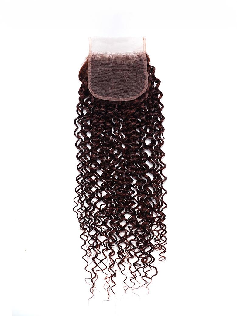 Dark Auburn Jerry Curl Remy Human Hair 3 Bundles With Closure Deal