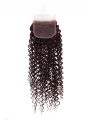Dark Auburn Jerry Curl Remy Human Hair 3 Bundles With Closure Deal