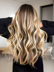 Chic Wavy Hair Balayage Chocolate Golden Blonde Wig