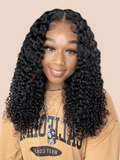 Petaluxe Put On And Go Pre Cut Lace Wig Transparent Lace Curly Black Quick & Easy Glueless Air Wig