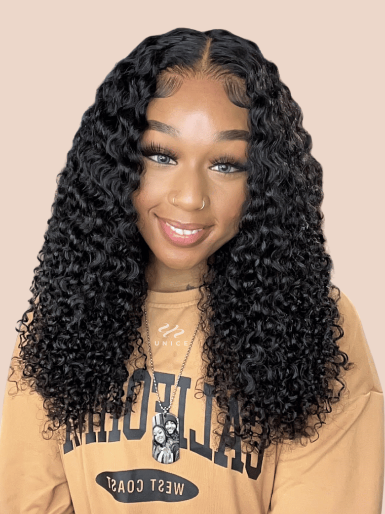 Put On And Go Pre Cut Lace Wig Transparent Lace Curly Black Quick & Easy Glueless Air Wig